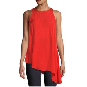 NWT Cinq A Sept Dylan Asymmetrical Sleeveless Blouse Orange Women’s Size Small